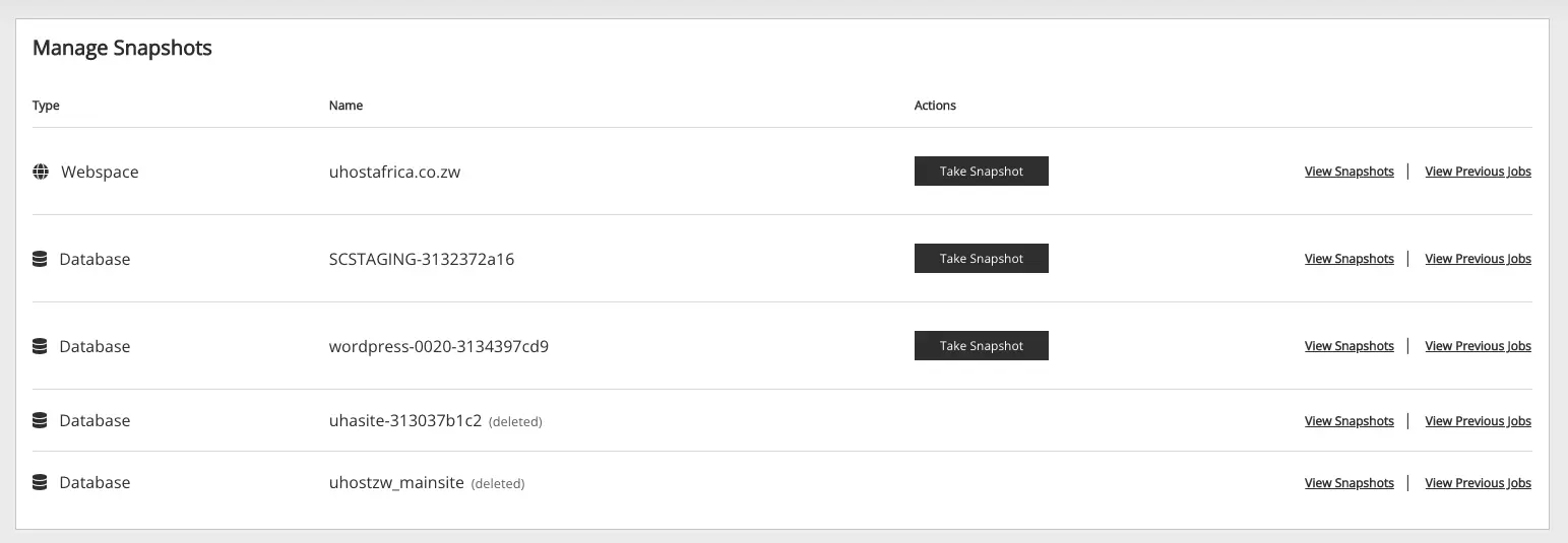 website snapshots